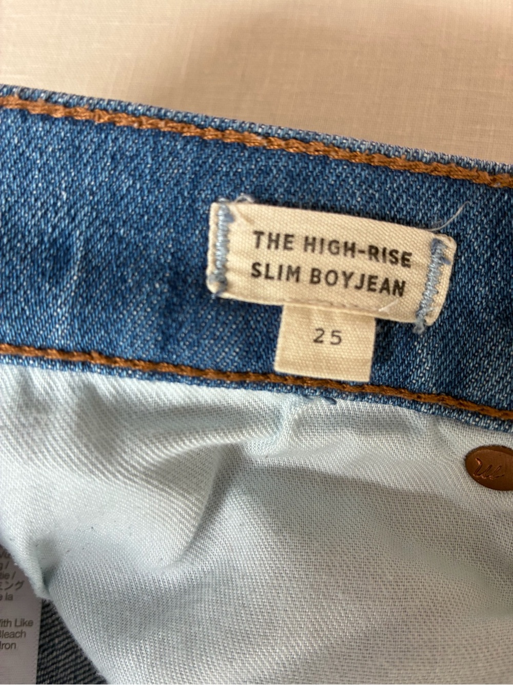 Madewell High Rise Slim Boy Jean 25 Light Blue Distressed Women’s Jeans - Picture 4 of 10